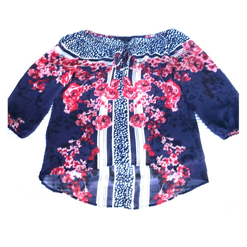 Chiffon and ruffled neck blouse by Guess